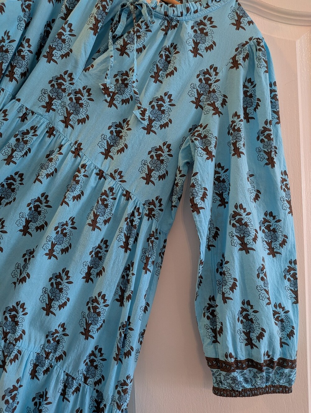 Tuckernuck Tropical Turquoise Bouquet Salty Paloma Caftan Midi Dress Size L - Picture 6 of 16